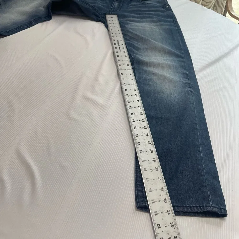 True Religion Men's Plaid Insert Big T Straight Stretch Denim Jeans Size 38 X 34